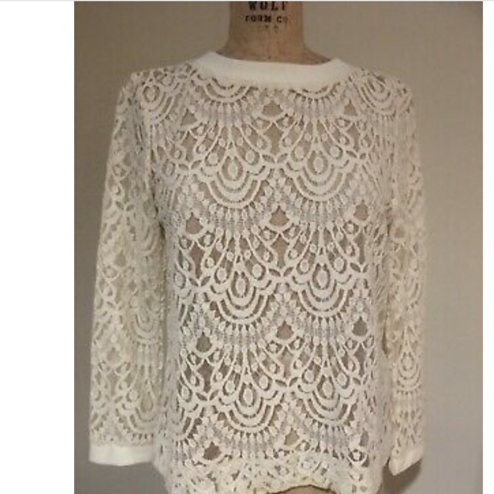 NEW BANANA REPUBLIC LACE GUIPURE OFF WHITE TOP